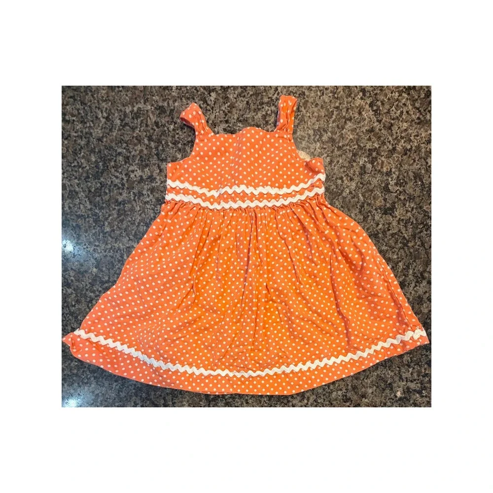 Gymboree Orange Polka Dot Ric-Rac Cotton Dress Girls 18-24 Months 240538993